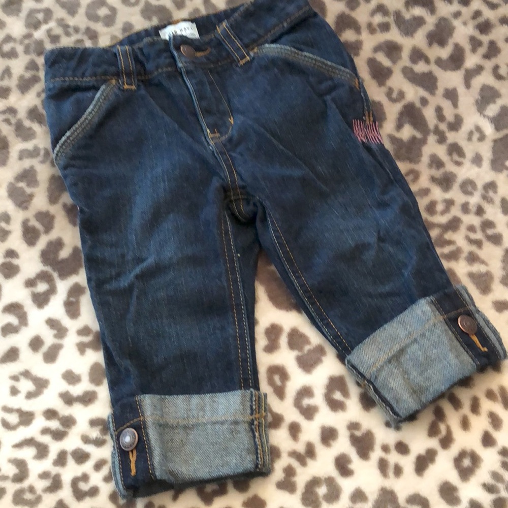Old Navy Blue Dark Wash Jeans Convertible Crop Straight Leg 4 Pocket Size 2T - Picture 5 of 14